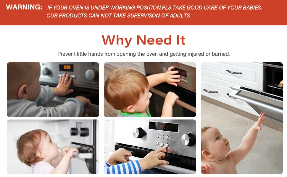 EUDEMON 1 PackChildproof Oven Door Lock, Oven Front Lock Easy to Install and Use Durable and Heat-Resistant Material no Tools Need or Drill (Black) - oven lock 2
