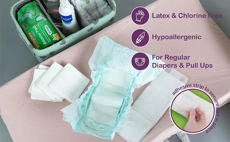 Dimples Booster Pads, Baby Diaper Doubler with Adhesive - Boosts Diaper Absorbency - No More leaks (with Adhesive for Secure Fit)  (22 Count) - diaper overnight