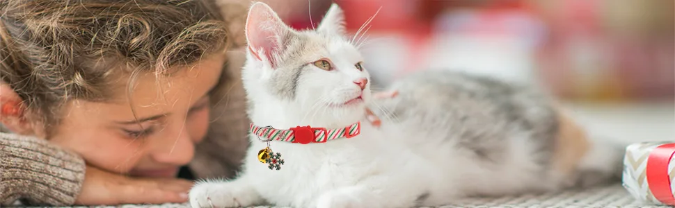 VKPETFR Breakaway Cat Collars with Bell & Cute Pendants - 3 Pack Adjustable Safety Kitten Collars - Collar for Kitten Cat Christmas - Christmas cat collar
