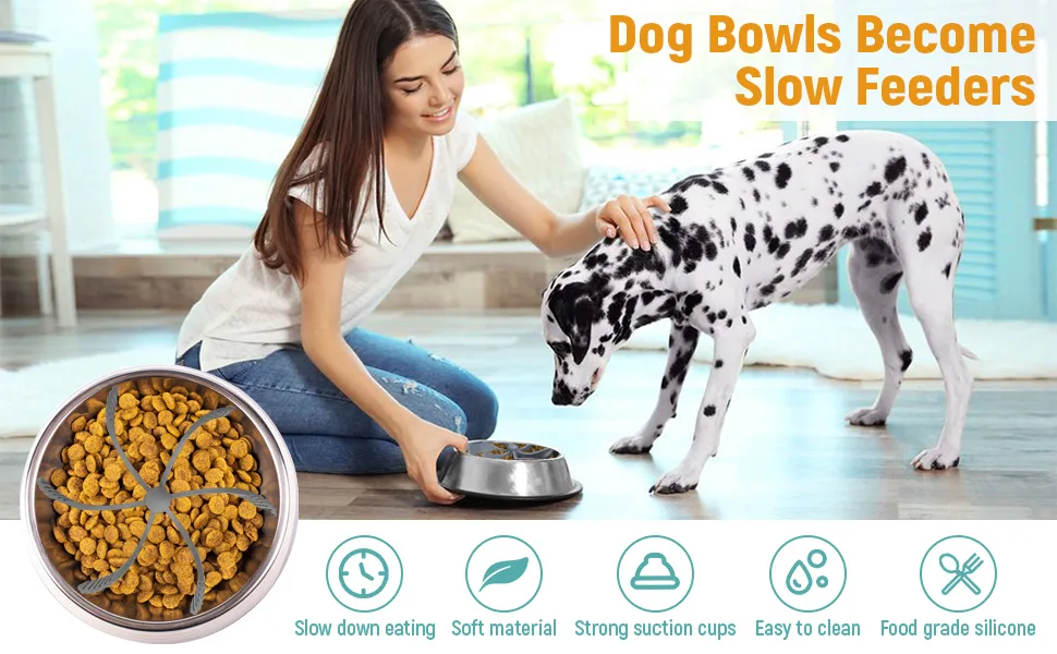 Slow Feeder Dog Bowls Insert,Cuttable Dog Slow Feeder with 36 Suction Cups,Cuttable Slow Feeder Insert for Suitable Most Dog Bowl or Dog Dish - Why do I need a slow feeder plug-in?