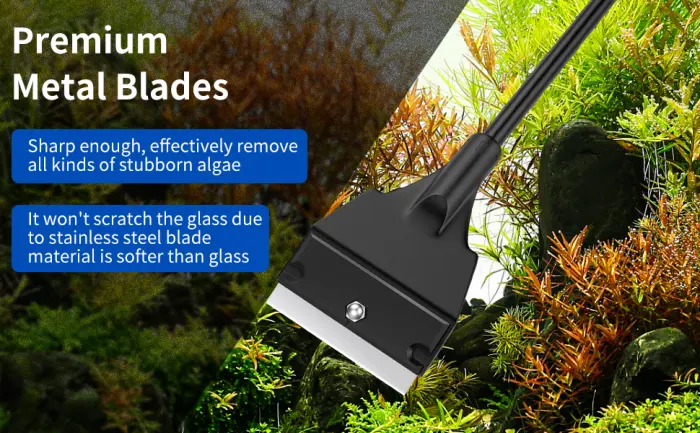 Faveetie Aquarium Algae Scraper for Glass Aquariums with 5 Replaceable Blades, Fish Tank Algae Scraper with Segmented Extension Rod, Aquarium Scraper Aquarium Cleaning Tools for Fish Reef Plant - product information 6
