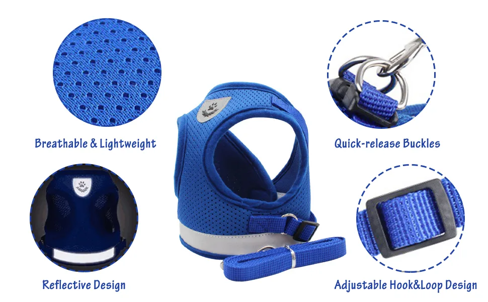 LABOTA Cat Harness and Leash Set for Walking, Escape Proof Soft Adjustable Vest Harnesses S(Chest: 11"-13") Blue - product information 3
