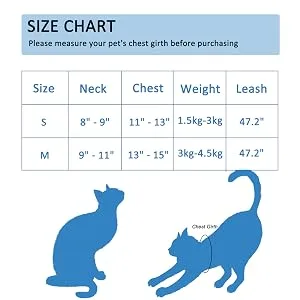 LABOTA Cat Harness and Leash Set for Walking, Escape Proof Soft Adjustable Vest Harnesses S(Chest: 11"-13") Blue - product information 4