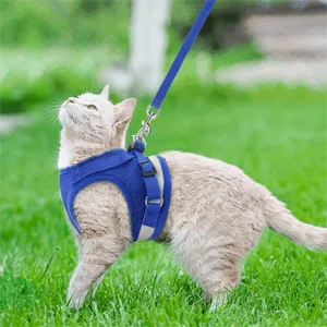 LABOTA Cat Harness and Leash Set for Walking, Escape Proof Soft Adjustable Vest Harnesses S(Chest: 11"-13") Blue - product information 7
