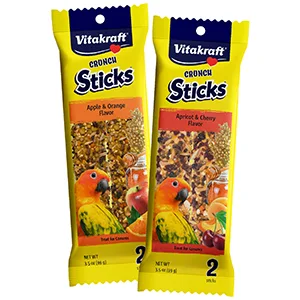 Vitakraft Crunch Sticks Apricot & Cherry Flavor Bird Treat for Conures Apple & Orange - Conure sticks