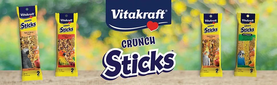 Vitakraft Crunch Sticks Apricot & Cherry Flavor Bird Treat for Conures Apple & Orange - crunch sticks