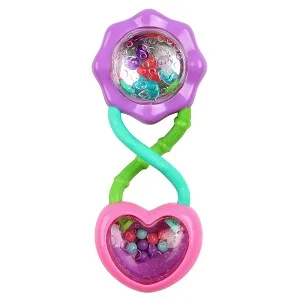 Bright Starts Rattle and Shake Barbell Toy - Pretty in Pink, Ages 3 Months + Rattle & Shake Pink - product information 1
