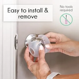 Little Chicks Baby Safety Door Knob Covers - 3 Count (Pack of 1) - no tools no screws