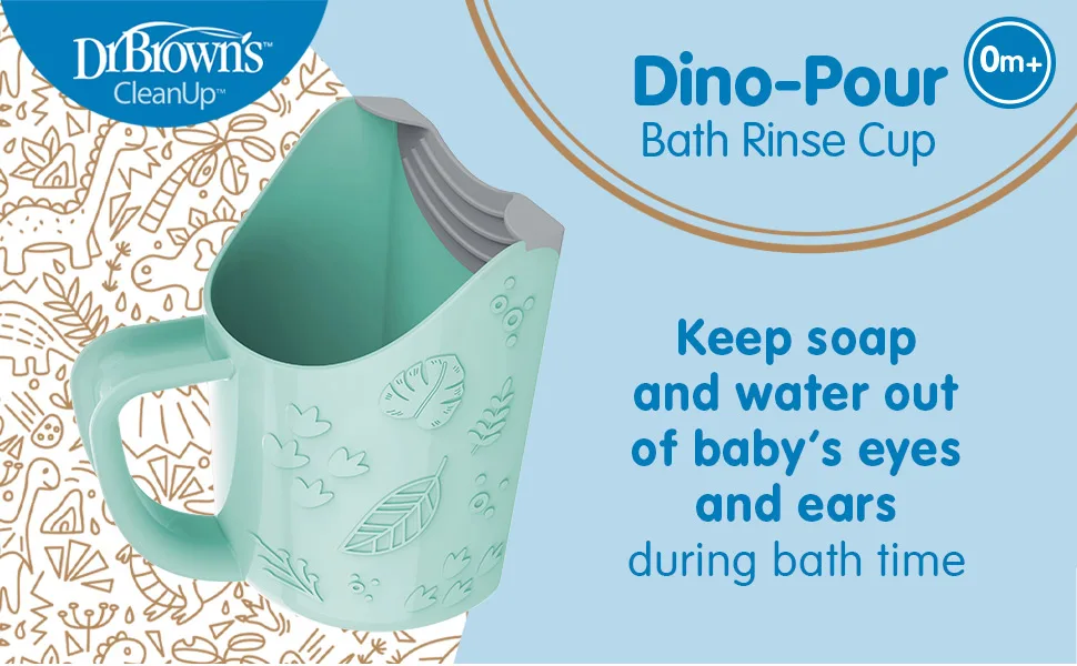 Dr. Brown's CleanUp Dino-Pour Bath Rinse Cup, 0m+, BPA Free, Certified Plastic Neutral - Dr. Brown