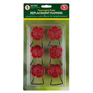 Perky-Pet 91RF Replacement Red Hollyhock Flower Ports & Perches-6 Pk - perky-pet replacement flower feeding ports