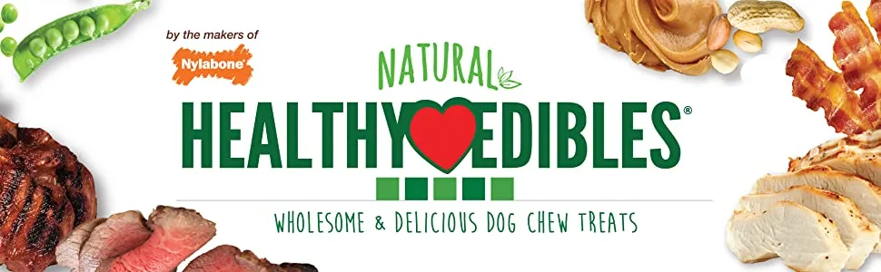 Nylabone Healthy Edibles All-Natural Long Lasting Dog Chew Treats 2 Count Beef Medium/Wolf - nylabone