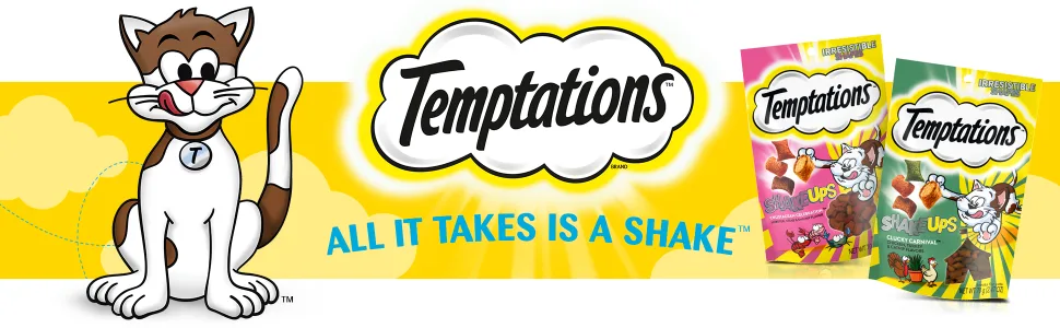 TEMPTATIONS ShakeUps Crunchy and Soft Cat Treats, CLUCKY Carnival, Multiple Sizes Lobster, Crab, Shrimp 5.29 Ounce (Pack of 1) - temptations