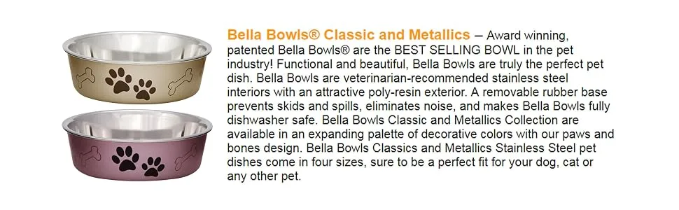 Loving Pets Metallic Bella Bowl, Dog Bowl Medium Champagne - product information 2