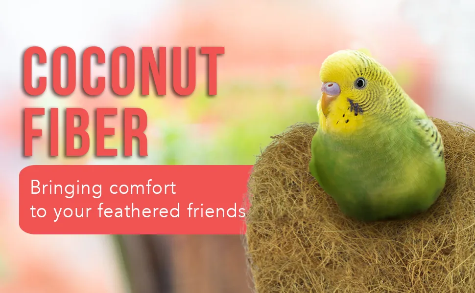 SunGrow Finch Coconut Fiber, Loose Bedding Substrate for Birds Nest Cages Small, 1.5 oz - sdad