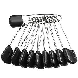 50 Pcs Diaper Pins, Plastic Head Safety Pin with Safe Locking Closures (Black) - Diaper pins