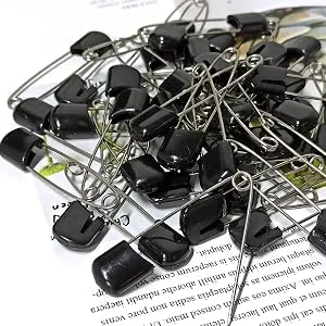 50 Pcs Diaper Pins, Plastic Head Safety Pin with Safe Locking Closures (Black) - Diaper pins