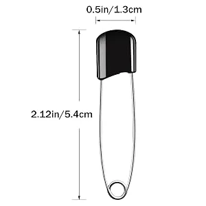 50 Pcs Diaper Pins, Plastic Head Safety Pin with Safe Locking Closures (Black) - Diaper pins