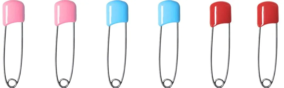 50 Pcs Diaper Pins, Plastic Head Safety Pin with Safe Locking Closures (Colorful) - Diaper Pins