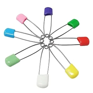 50 Pcs Diaper Pins, Plastic Head Safety Pin with Safe Locking Closures (Colorful) - Diaper Pins