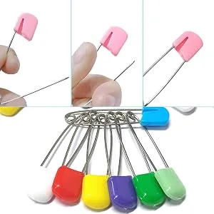 50 Pcs Diaper Pins, Plastic Head Safety Pin with Safe Locking Closures (Colorful) - Diaper Pins