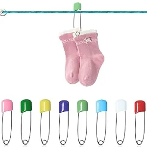 50 Pcs Diaper Pins, Plastic Head Safety Pin with Safe Locking Closures (Colorful) - Diaper Pins