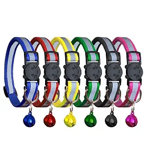 PACCOMFET FUNPET 6 Pcs Breakaway Cat Collar with Reflective Nylon Strip and Bell, Safe and Durable 6PCS - product information 2