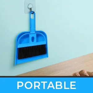 2 Brothers Wholesale Mini Broom and Dustpan Cleaner for Rabbit, Chinchilla, Hedgehog, and Hamster Used for Animal Litter Blue - dustpan