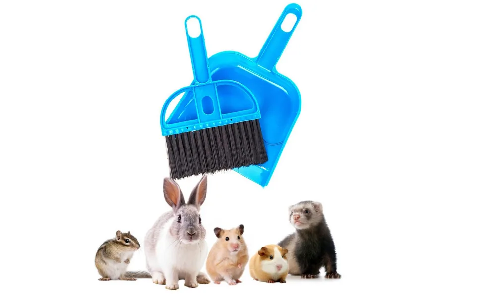 2 Brothers Wholesale Mini Broom and Dustpan Cleaner for Rabbit, Chinchilla, Hedgehog, and Hamster Used for Animal Litter Blue - poop cleanup