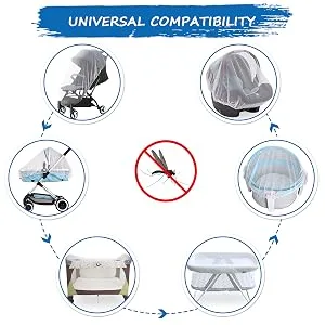 Baby Mosquito Net for Stroller, Durable Bug Net for Stroller, Bassinets, Cradles, Playards, Pack N Plays and Portable Mini Crib, Portable & Durable Baby Insect Netting White - Baby Mosquito Net
