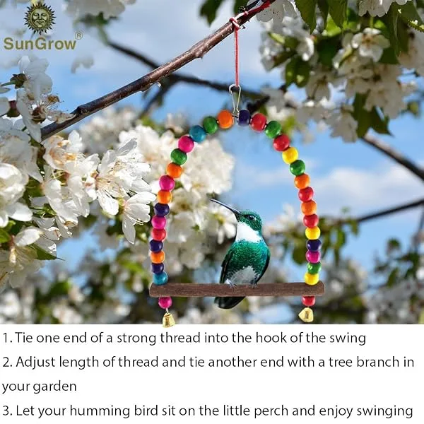 Sungrow Parakeet, Budgie & Hummingbird Swing Perch, Wooden Dowel Makes for Resting Spot, 1-Piece - product information 1