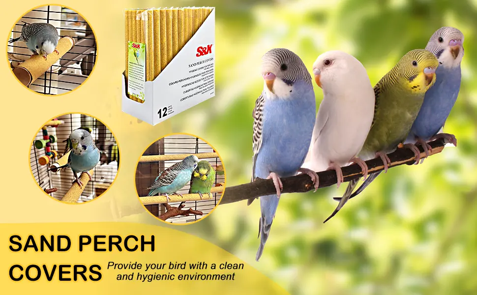 S&X Sanded Perch Covers for Birds Small Perch Cover x 6 - sand perch covers