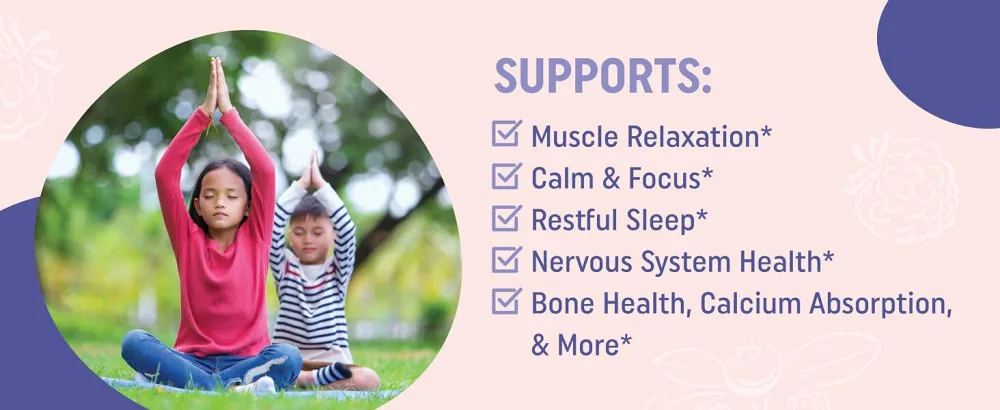 Magnesium Calming Gummies for Kids | Relaxing Magnesium for Kids | Calm Gummies for Natural Wake-Sleep Cycles with Chamomile & Lemon Balm | Gluten-Free, Non-GMO, Naturally Sweetened | 60 Count Calming Gummy for Kids - supports