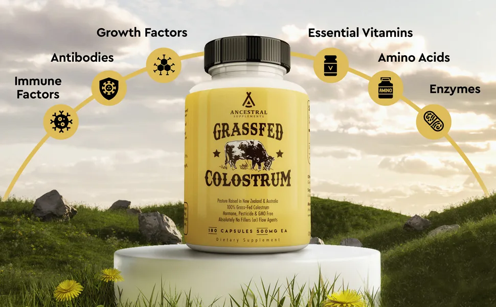 Ancestral Supplements Grass Fed Beef Colostrum - 3000 MG - 180 Capsules - image