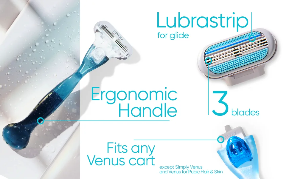 Gillette Venus Smooth Womens Razor Blade Refills, 8 Count, Lubracated to Protect the Skin from Irritation, Basic, 8 Count (Pack of 1) 8ct refill - lubrastrip for glide, handle made with recycled plastic, 3 blades, fits any cart