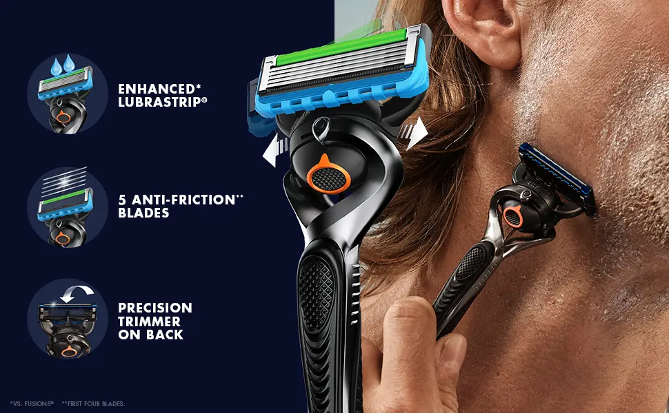 Gillette ProGlide Mens Razor Blade Refills, 8 Count ProGlide Razor Blade Cartridges 8 Count - Enhanced lubrastrip 5 antifriction blades precision trimmer on back