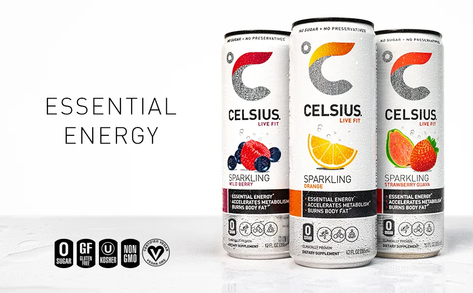 CELSIUS Peach Mango Green Tea, Functional Essential Energy Drink 12 Fl Oz (Pack of 12) Peach Mango Green Tea 12 Fl Oz (Pack of 12) - Celsius Essential Energy Drink