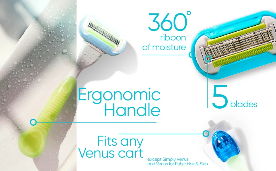 Gillette Venus Extra Smooth Womens Razor Blade Refills, 6 Count, Designed for a Close, Smooth Shave, light blue 6 Refills - 360 ribbon of moisture, handle made with recycled plastic, 5 blades, fits any cart