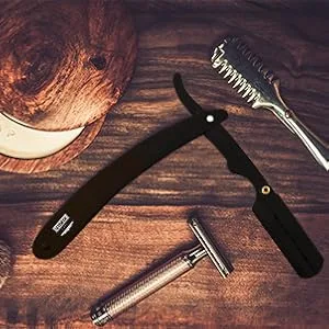Utopia Care Professional Barber Straight Edge Razor Safety with 100-Pack Derby Blades - 100 Percent Stainless Steel (Black) - Ultimate Shaving Experience