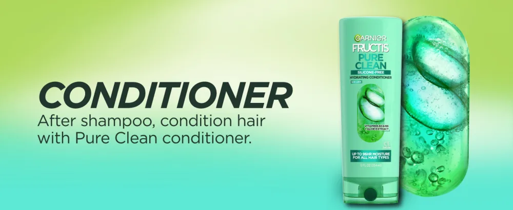 Garnier Fructis Pure Clean Purifying Shampoo, Silicone-Free, 12.5 Fl Oz, 3 Count (Packaging May Vary) 12.5 Fl Oz (Pack of 3) - conditioner