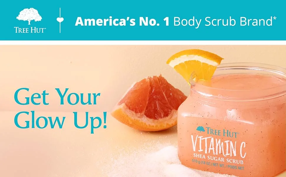 Tree Hut Vitamin C Shea Sugar Scrub, 18 oz, Ultra Hydrating and Exfoliating Scrub for Nourishing Essential Body Care Vitamin C 18 Ounce (Pack of 1) - Tree Hut Shea Sugar Scrub Vitamin C