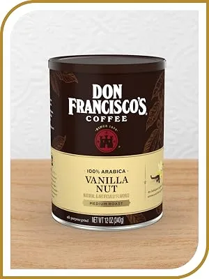 Don Francisco's Vanilla Nut Flavored Ground Coffee (3 x12 oz Cans) Vanilla Nut 12 Ounce (Pack of 3) - HH CAN