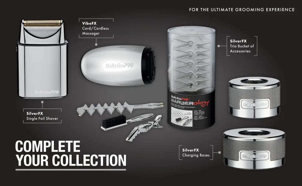 BaBylissPRO SILVERFX Metal Collection Single Foil Shaver - SilverFX complete the collection