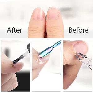 Easkep Cuticle Trimmer with Cuticle Pusher, Cuticle Remover Professional Stainless Steel Cuticle Cutter Nippers Rainbow Sharp Durable Pedicure Manicure Tools for Fingernails and Toenails - Easy to Use