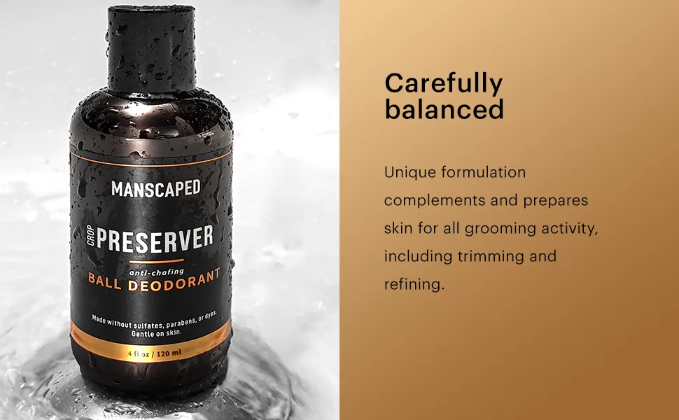 MANSCAPED The Crop Preserver, Anti-Chafing Men's Ball Deodorant, Male Care Hygiene Moisturizer Featuring Soothing Aloe Vera, 4oz 4 Fl Oz (Pack of 1) - manscaped