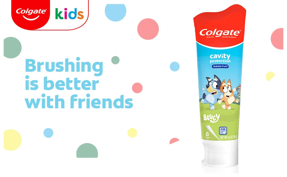 Colgate Kids Toothpaste with Fluoride, Anticavity & Cavity Protection Toothpaste, for Ages 2+, Bluey, Mild Bubble Fruit Flavor, 4.6 Ounce Bluey 1 Count - image