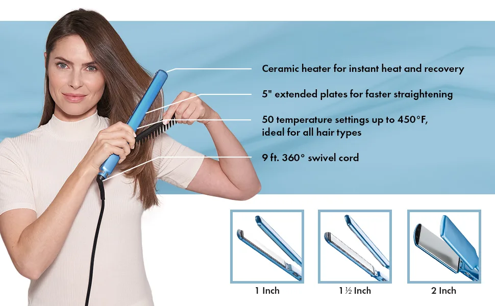 BabylissPRO Nano Titanium Ultra-Thin Hair Straightener, Professional Flat Iron For All Hair Types 1-1/2 Inch Prepack - Ultra thin features black text