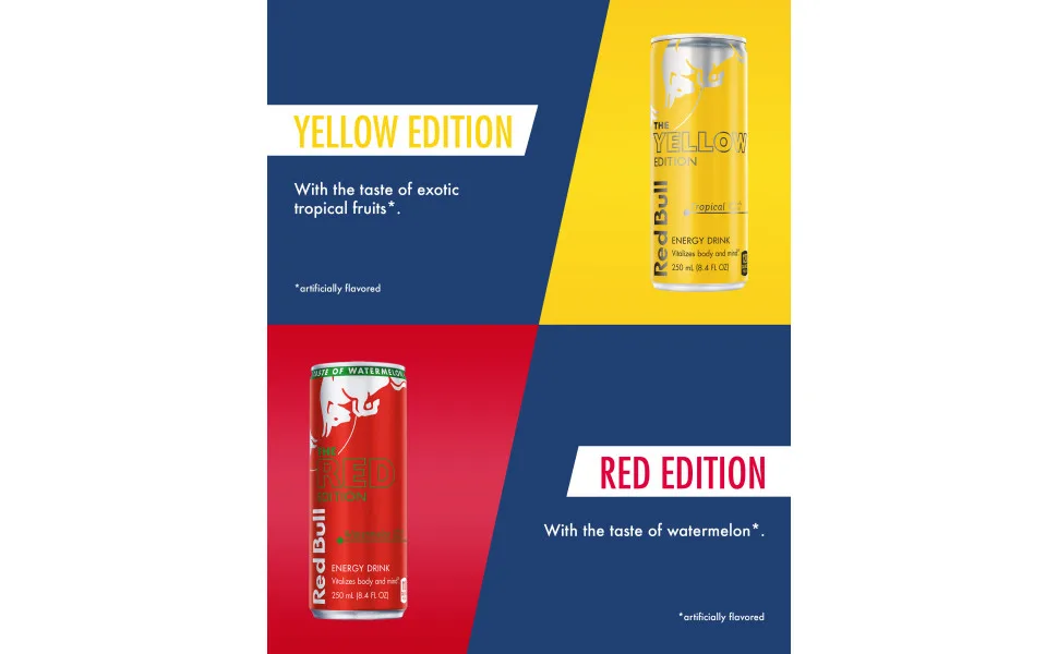 Red Bull Energy Drink, Tropical, Yellow Edition, 8.4 Fl Oz (24 Pack) Tropical 8.4 Fl Oz (Pack of 24) - unspecified