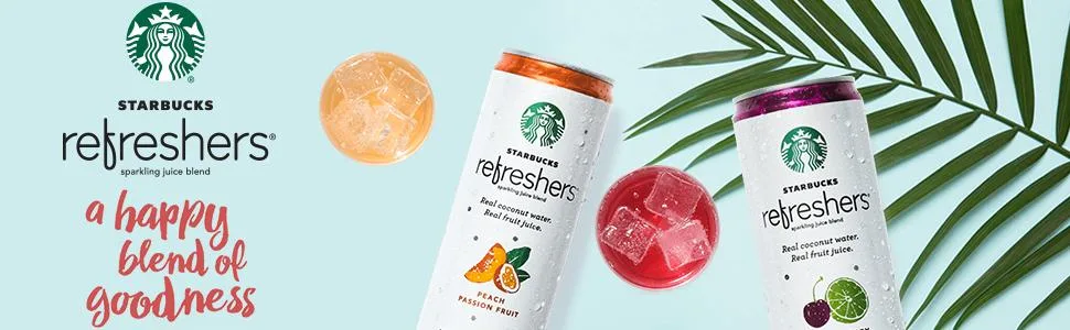 Starbucks, Refreshers with Coconut Water, Strawberry Lemonade, 12 fl Oz. Cans (12 Pack) - starbucks refreshers with coconut water sparkling juice energy drink