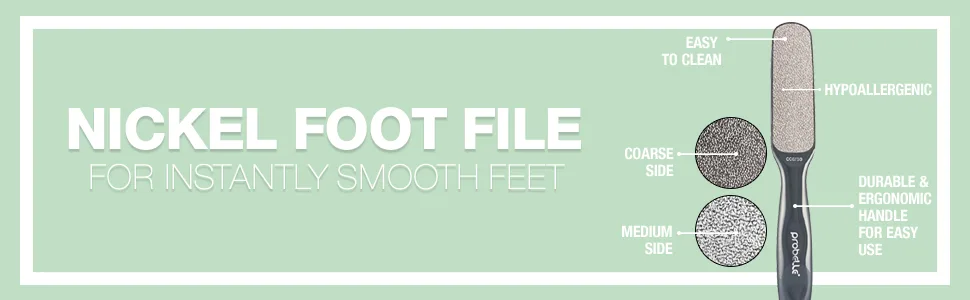 Probelle Double Sided Multidirectional Nickel Foot File Callus Remover - Immediately Reduces calluses and Corns to Powder for Instant Results, Safe Tool (Dark Grey) - Prevents Skin Damage Long Lasting Nickel Based Surface Durable Smooth Handle For Easy Use