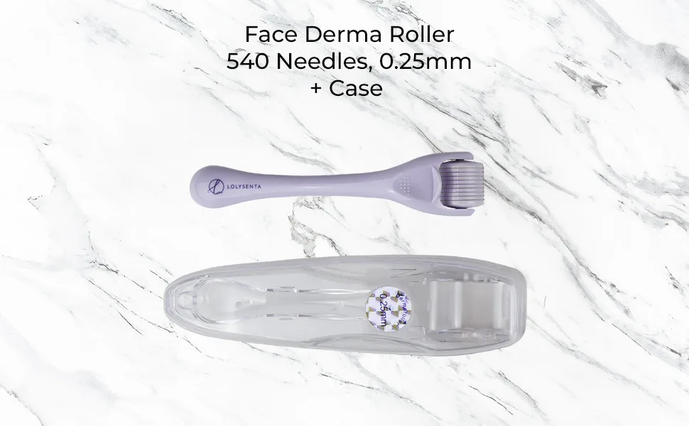 Lolysenta Derma Roller 0.25mm, Titanium Microneedle Roller for Face, Microdermabrasion Facial Roller, Microneedling Dermaroller, Includes Storage Case - derma roller for face needling jade lip needles serum beauty skincare eye scrub fields beard